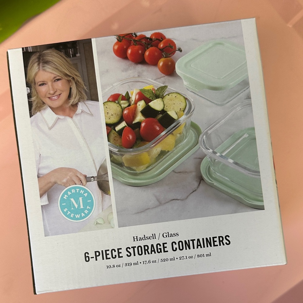 Martha Stewart Mint Green Glass Storage Set